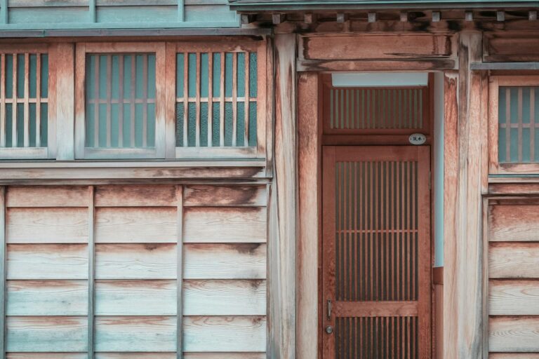 old traditional japanese wooden building facade