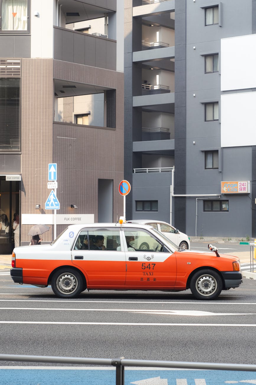 traditional japanese taxi on fukuoka street