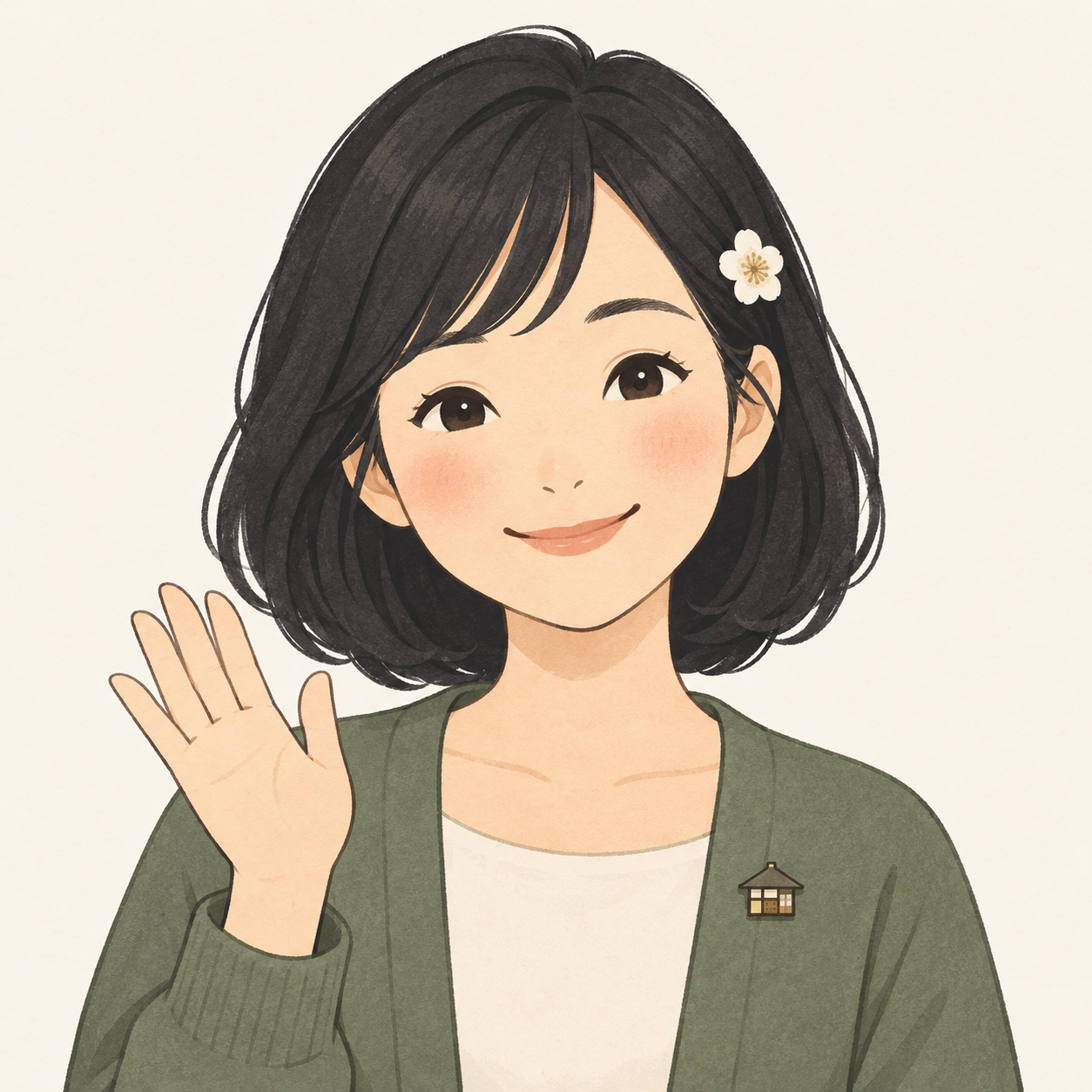 Illustrated avatar of Hanako, Akiya Locations’ AI assistant